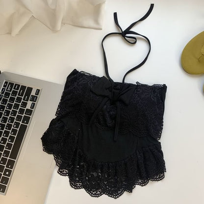 Halter Neck Lace-Trim Camisole Top