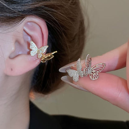 Rhinestone Butterfly Ear Cuff