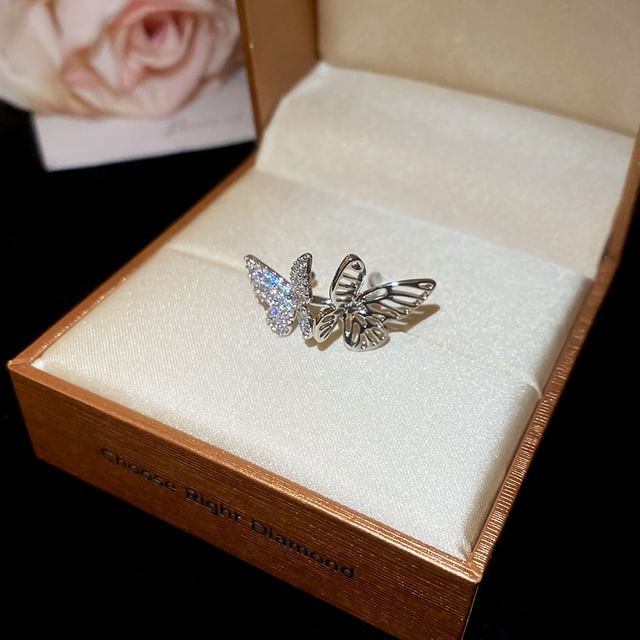 Rhinestone Butterfly Ear Cuff