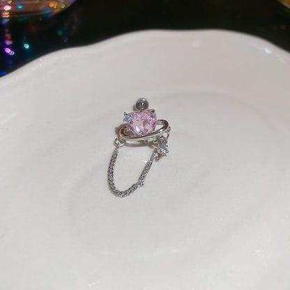 Heart Chain Stud Earring