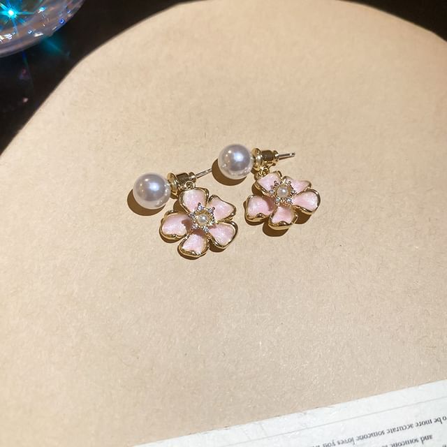 Faux Pearl Floral Drop Earring