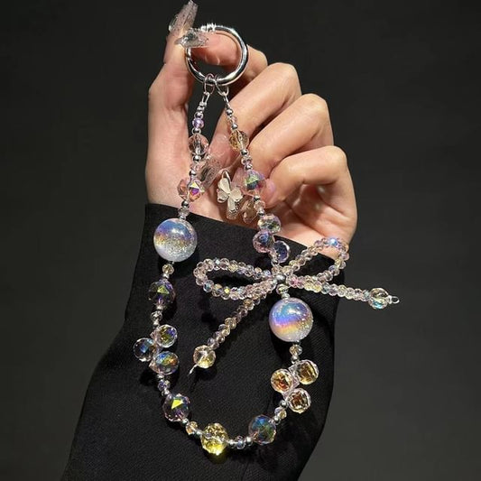 Wrist Phone Crystal Strap Faux Beaded Bow