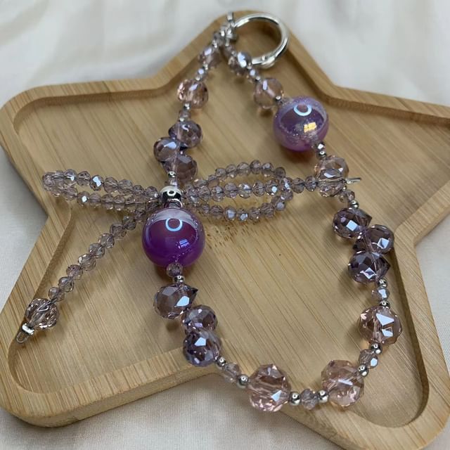 Wrist Phone Crystal Strap Faux Beaded Bow