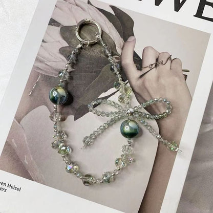 Wrist Phone Crystal Strap Faux Beaded Bow