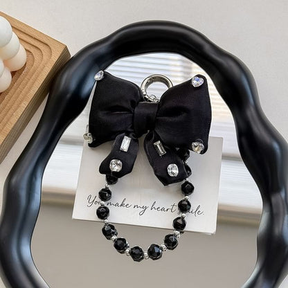 Faux with Pad Lanyard Rhinestone Pearl Bow Charm Phone