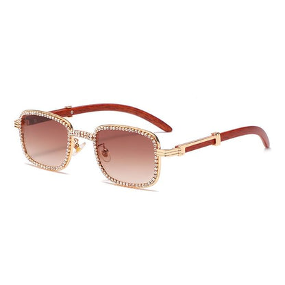 Rhinestone Square Frame Sunglasses