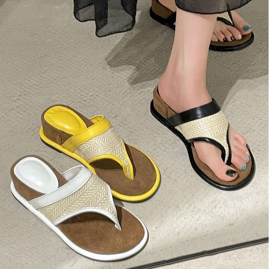 Piped Wedge Slide Sandals