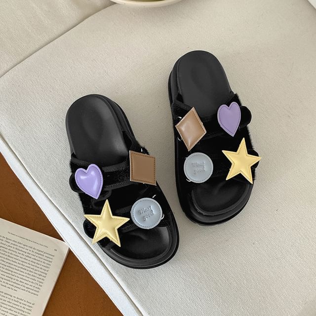 Platform Adhesive Strap Patch Slide Sandals