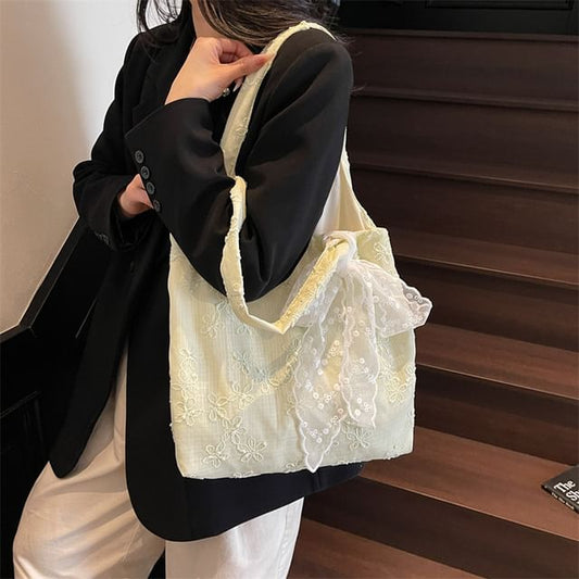 Embroidered Bag Tote Floral