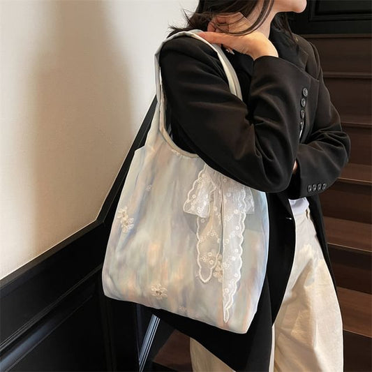 Lace Panel Tote Bag