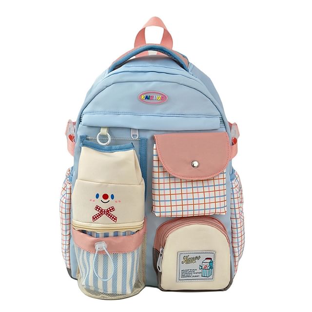 Panel Backpack Plaid Zip