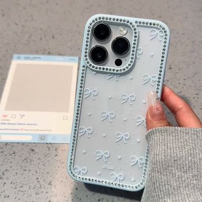 Bow Print Rhinestone Phone Case