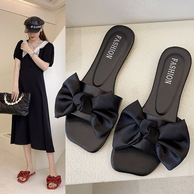 Slide Satin Bow Sandals