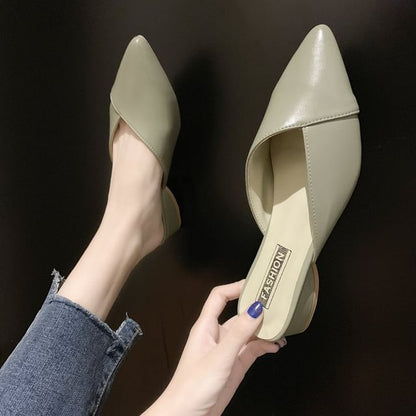 Pointed Mules Toe Faux Leather