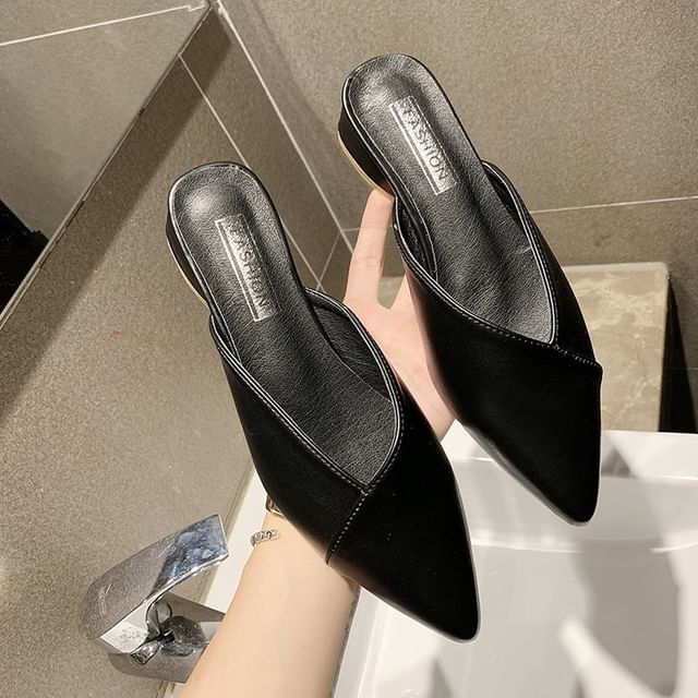 Pointed Mules Toe Faux Leather