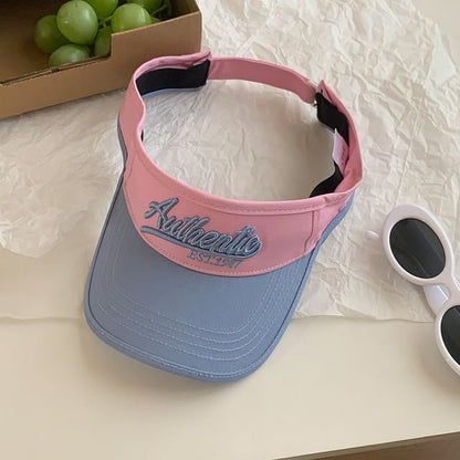 Lettering Embroidered Two-Tone Sun Visor