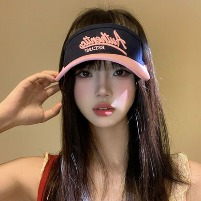 Lettering Embroidered Two-Tone Sun Visor