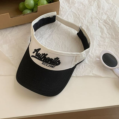 Lettering Embroidered Two-Tone Sun Visor