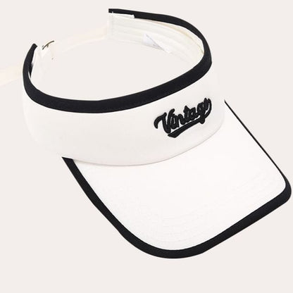 Lettering Embroidered Piped Sun Visor
