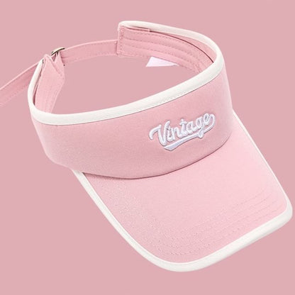 Lettering Embroidered Piped Sun Visor