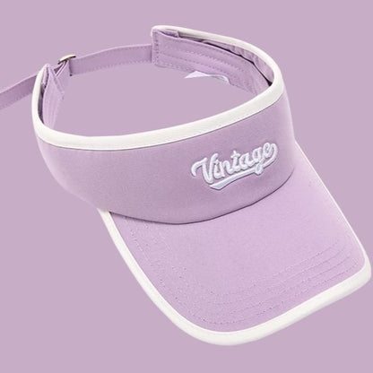 Lettering Embroidered Piped Sun Visor