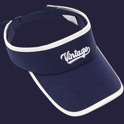 Lettering Embroidered Piped Sun Visor
