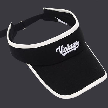 Lettering Embroidered Piped Sun Visor
