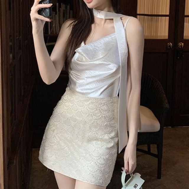 Spaghetti Strap Cowl Neck Plain Camisole Top