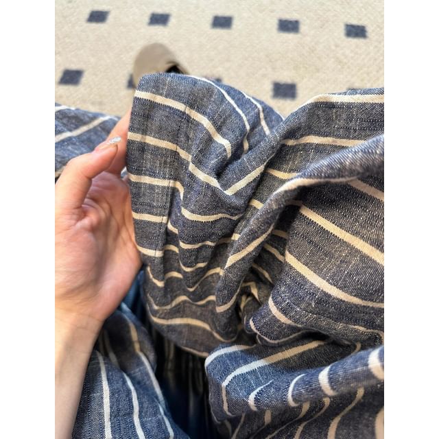 High Waist Plain Striped Wide Leg Pants