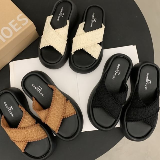 Platform Strap Slide Sandals Cross