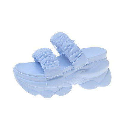 Platform Ruched Slide Sandals