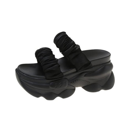 Platform Ruched Slide Sandals
