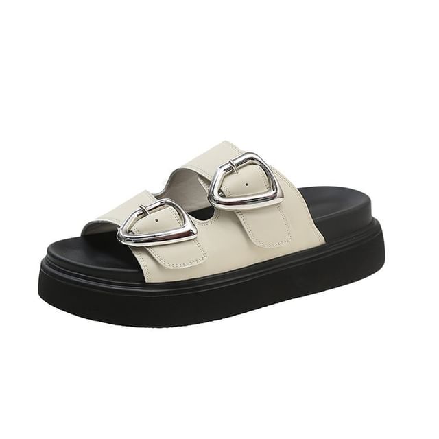 Platform Slide Sandals Buckled