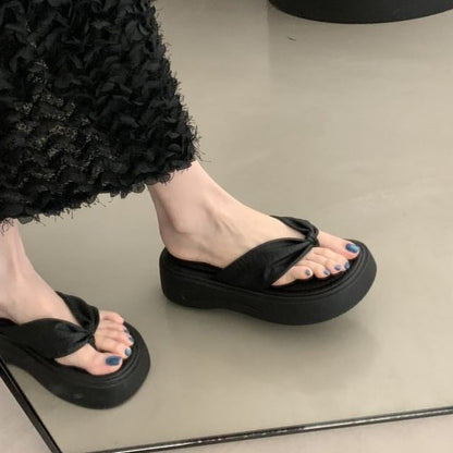 Ruched Platform Flip-Flops