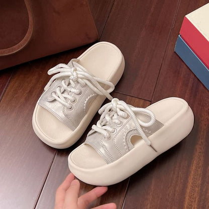Lace-Up Slide Sandals Platform