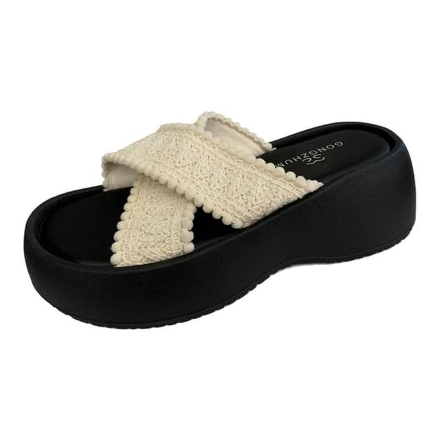 Platform Strap Slide Sandals Cross