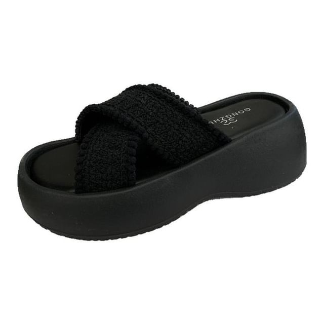Platform Strap Slide Sandals Cross
