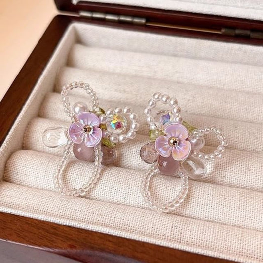 Floral Earring Beaded Stud