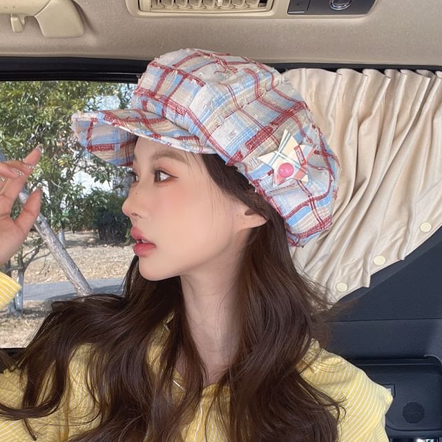 Plaid Star Newsboy Cap