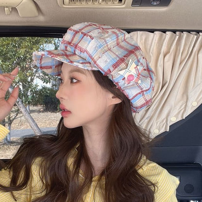 Plaid Star Newsboy Cap
