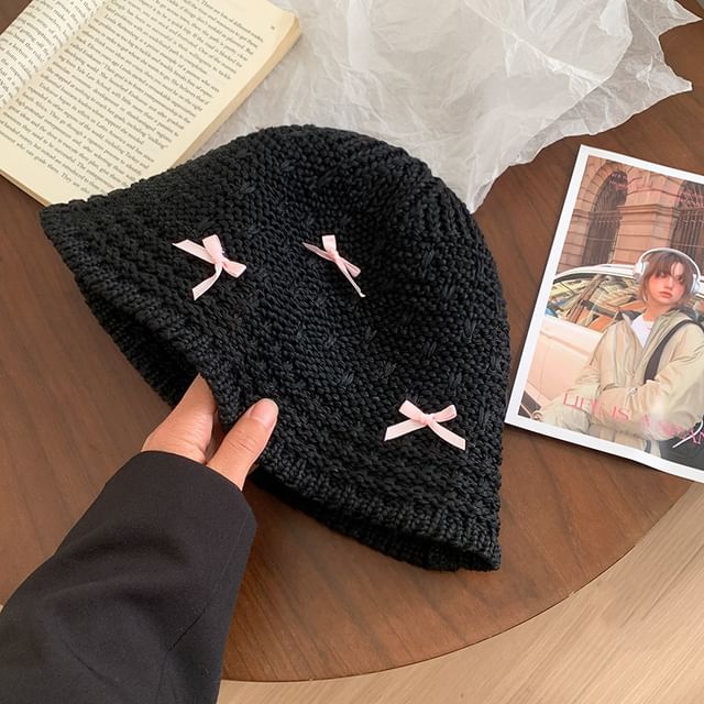 Bow Woven Cloche Hat