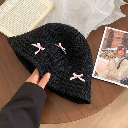 Bow Woven Cloche Hat