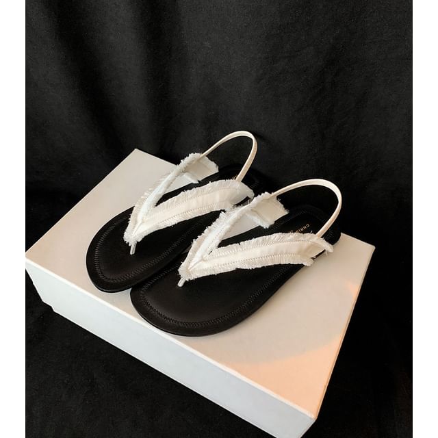 Two Tone Fringe Sandals