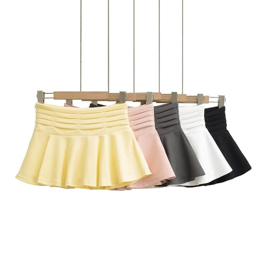 Elevated Waist Smooth Flared Short Skirt