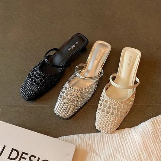 Square Toe Kitten Heel Mules