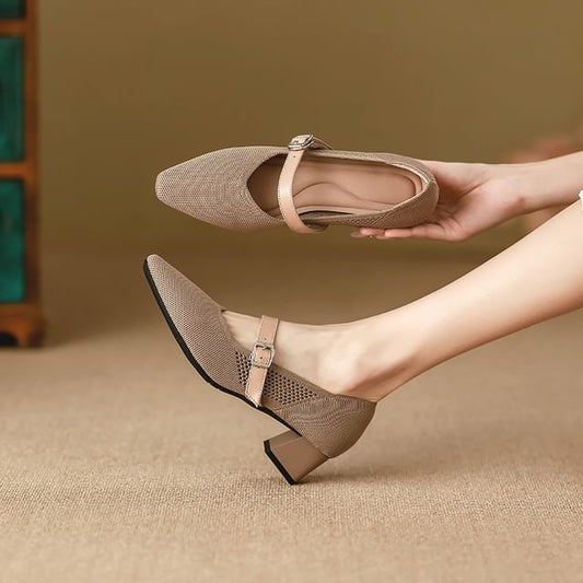 Square Toe Chunky Heel Mary Jane Pumps
