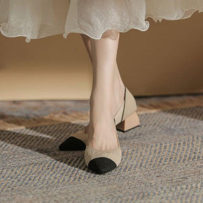 Pointed Chunky Heel Pumps