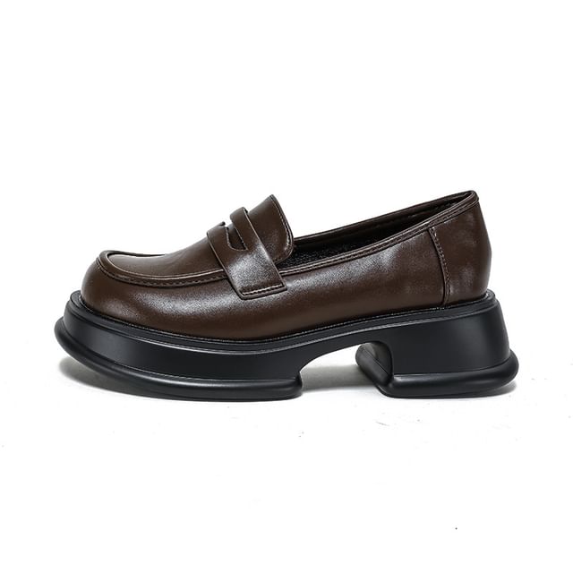 Platform Chunky Heel Loafers