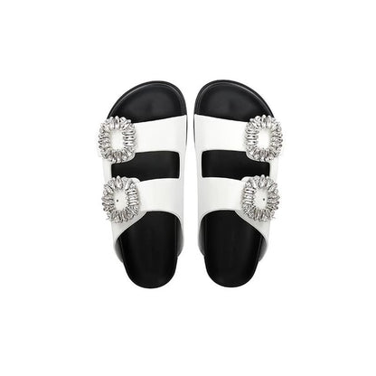 Rhinestone Buckled Slide Sandals
