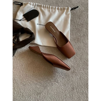Square Toe Low Heel Mules